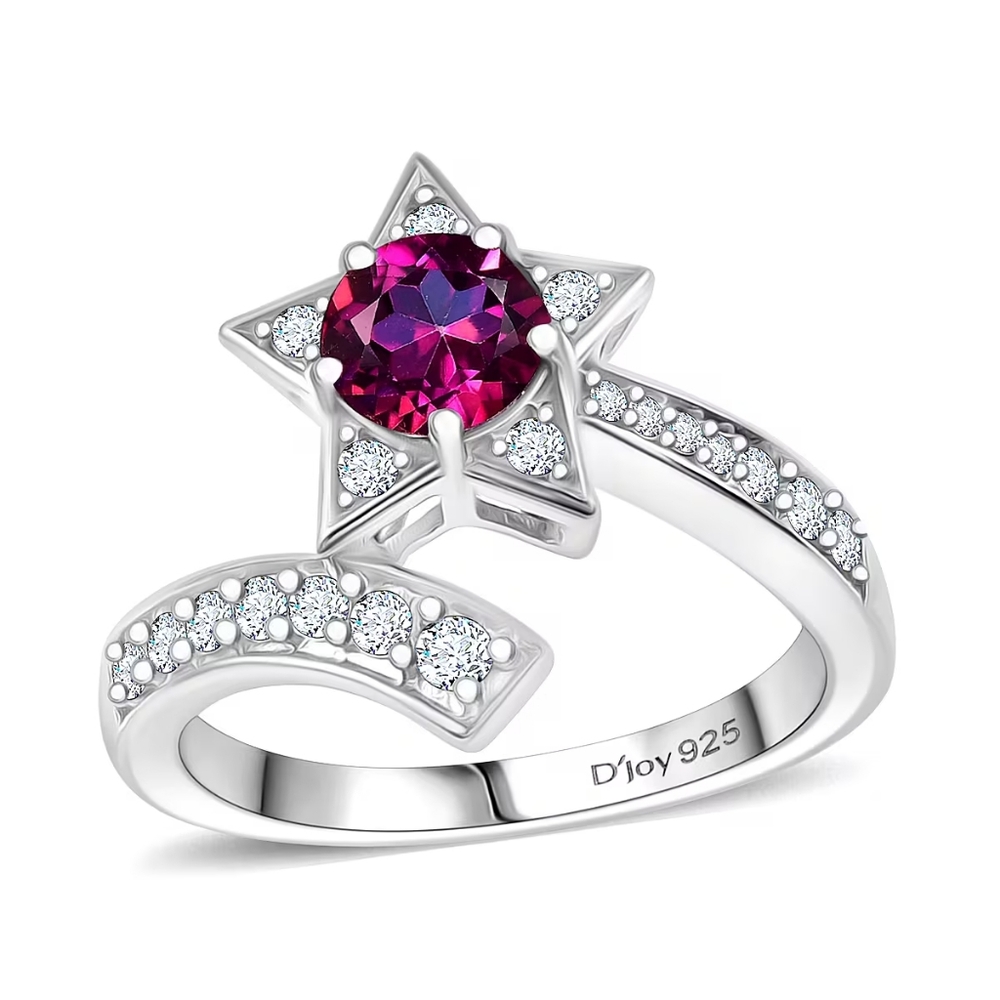 🌟 Crimson Mystic Topaz Shooting Star Ring | 925 Silver | Size 7